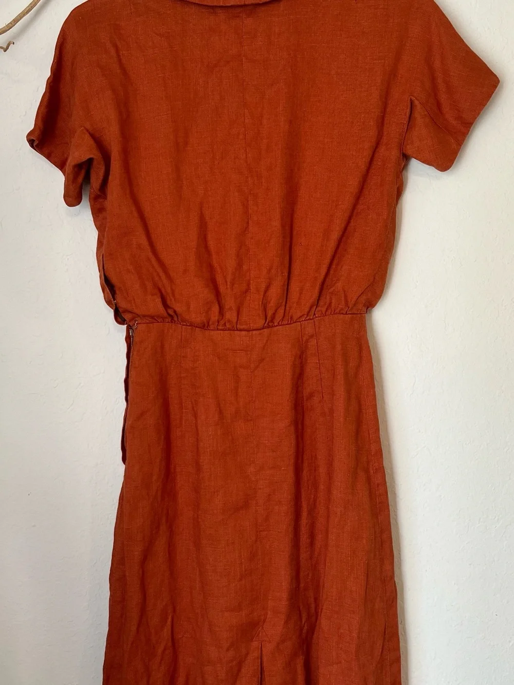 VTg 30s 40s Linen? Dress Secretary Sailor Size XS/S Burnt Orange tie neck - Picture 14 of 14
